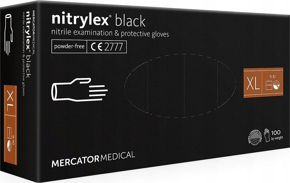 

Rękawiczki nitrylowe Czarne Nitrylex Black 100 XL