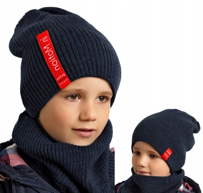 

Dwustronny Czapka i Komin Chłopięcy *kolory* 8-13L