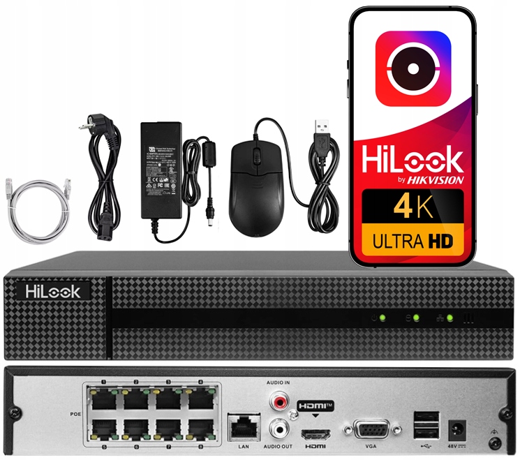 Ip rekordér 8xPoE HiLook od Hikvision NVR-8CH-5MP/8P až 8Mpx Aplikácia
