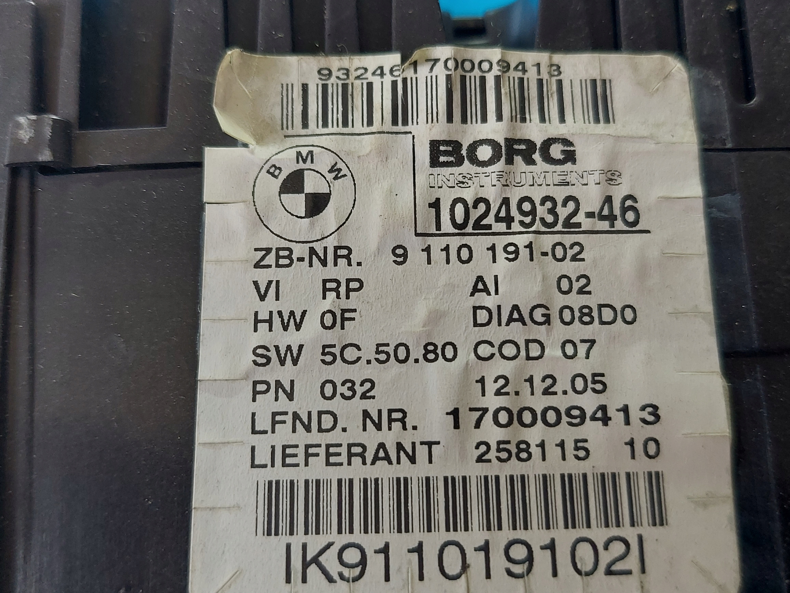dials clock BMW 1 116i E87 102493246