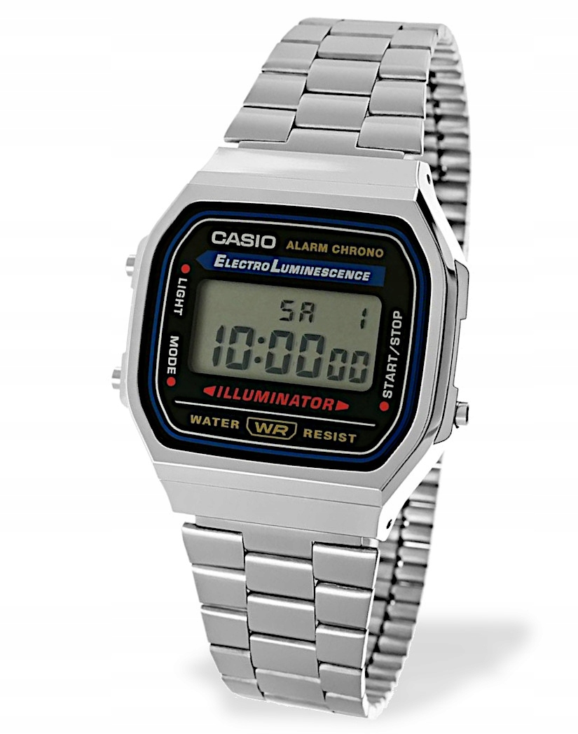 Nowy elektroniczny zegarek Casio Vintage A168WA Retro box