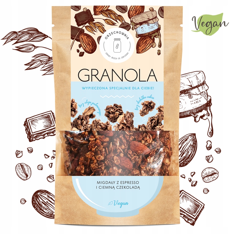 Levně 2x Granola mandle s espressem a tmavou čokoládou 320 g