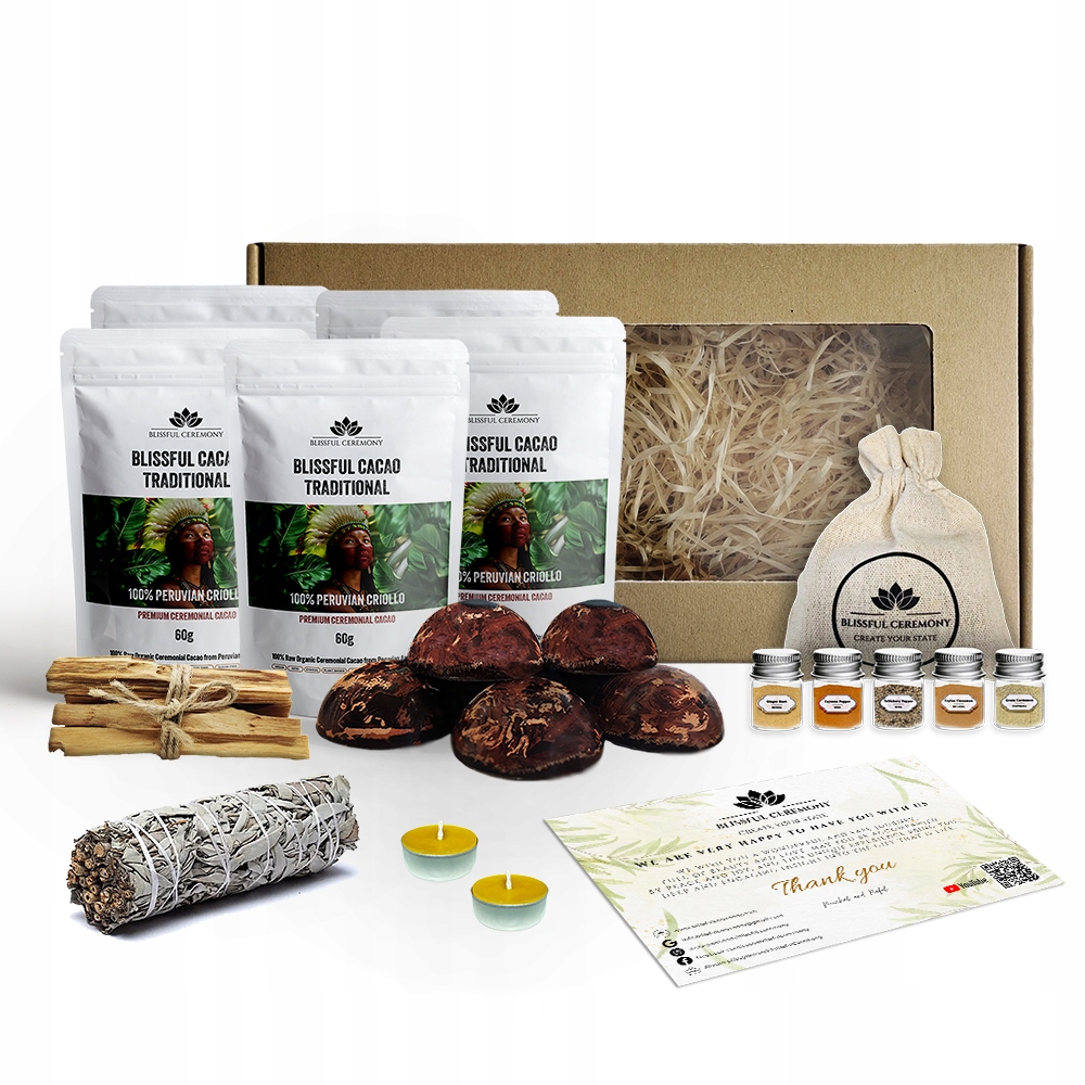 Obřadní kakaová sada bez cukru Peru Criollo 300 g