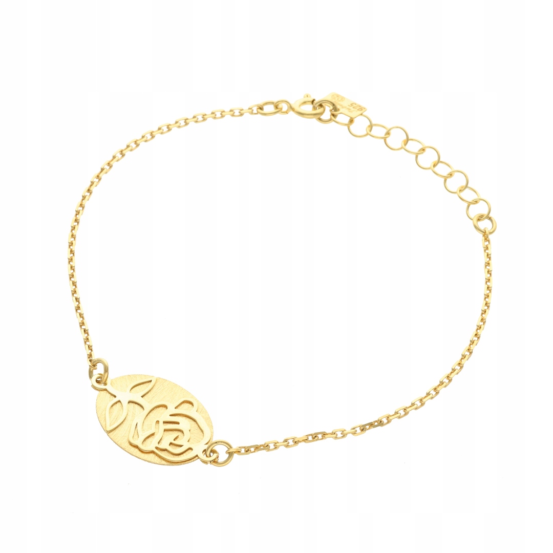 Stříbrný náramek s pozlacenou růží