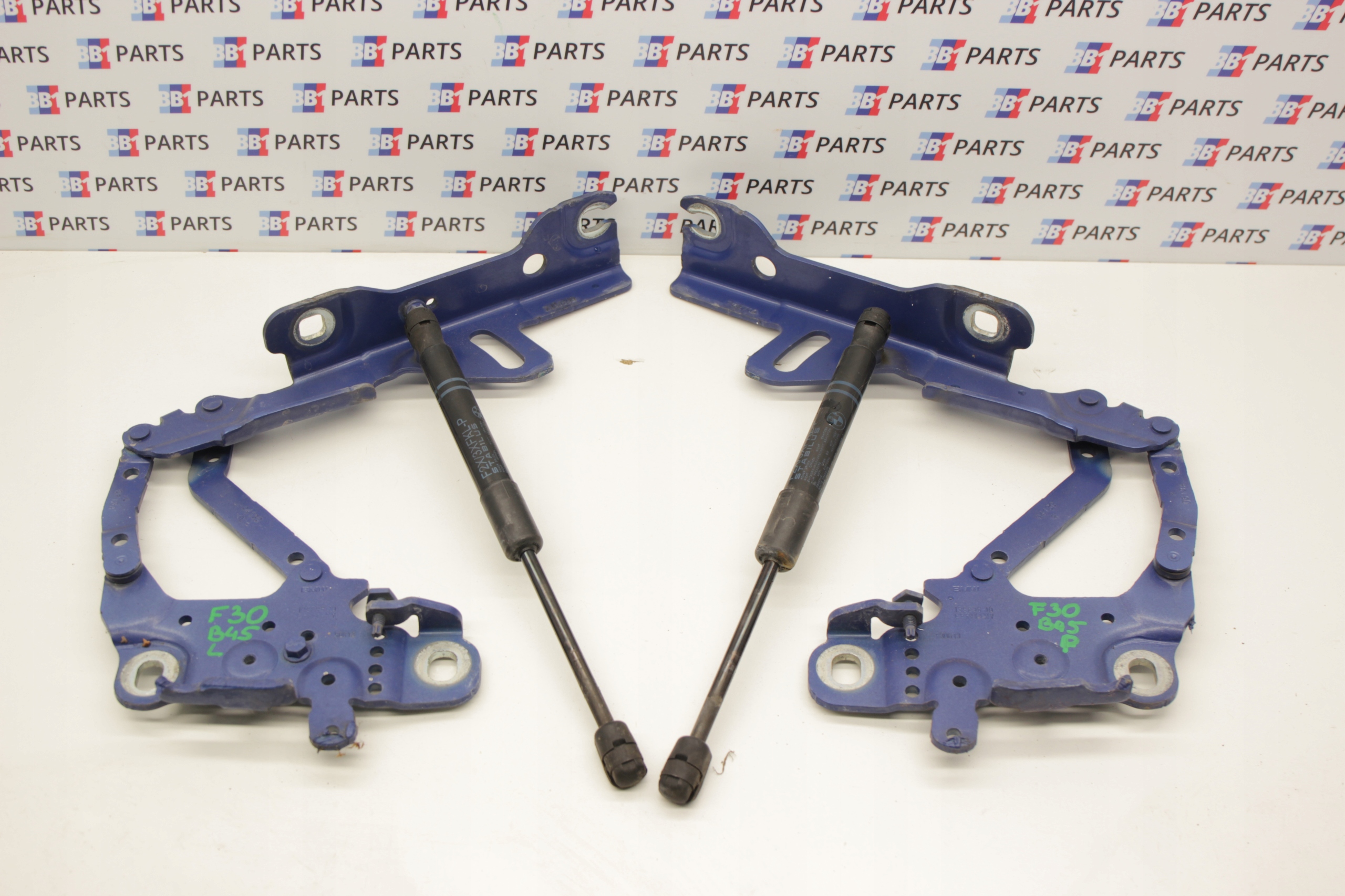 BMW F30 bonnet hinges left right B45 ESTORILBLAU
