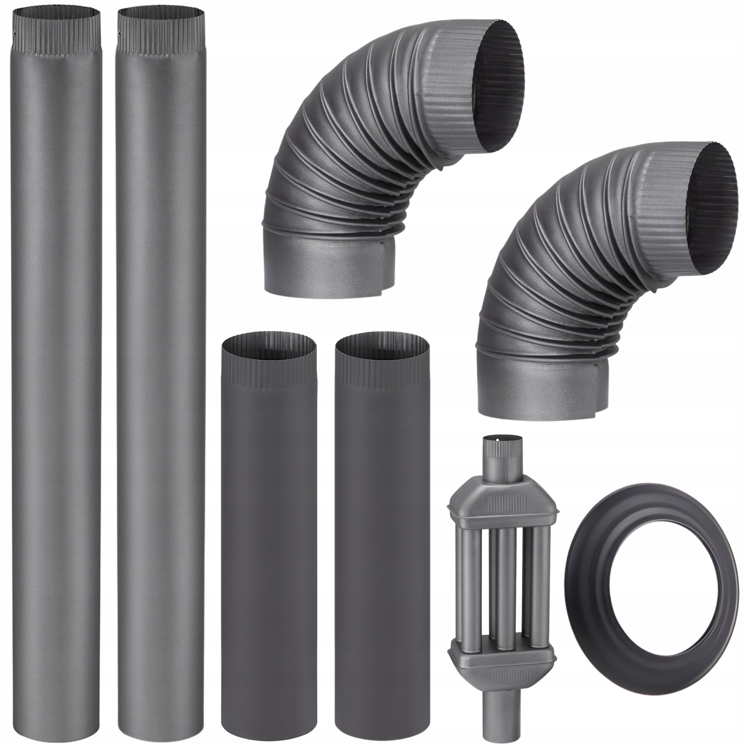 Připojovací sada pro krbová kamna o průměru 120 mm 2x trubky 2x koleno chladič