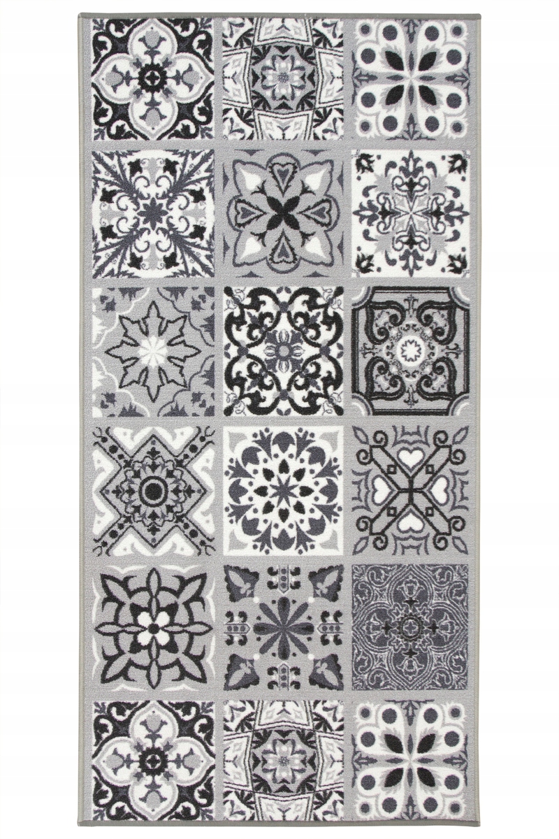 

100x195 cm Szary Dywanik Patchwork Antypoślizgowy