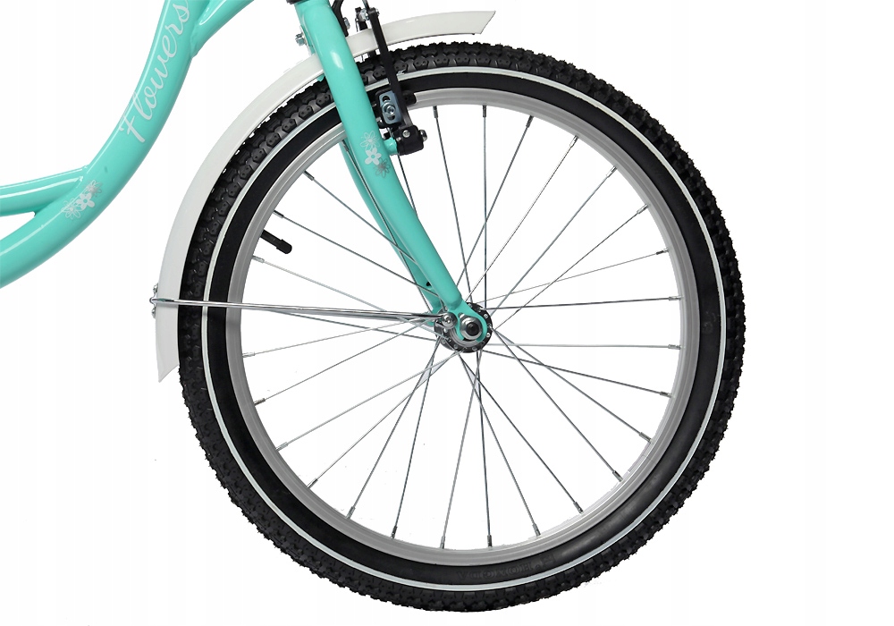 Polski Rower 20cal FLOWERS dla dziewczynki miętowy Rozmiar ramy 11 cali