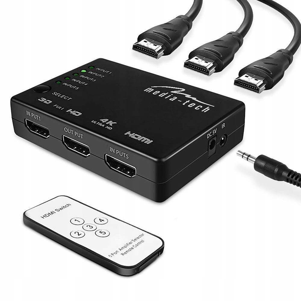 2× Gniazdo HDMI - gniazdo HDMI Media-tech HDMI switch MT5207
