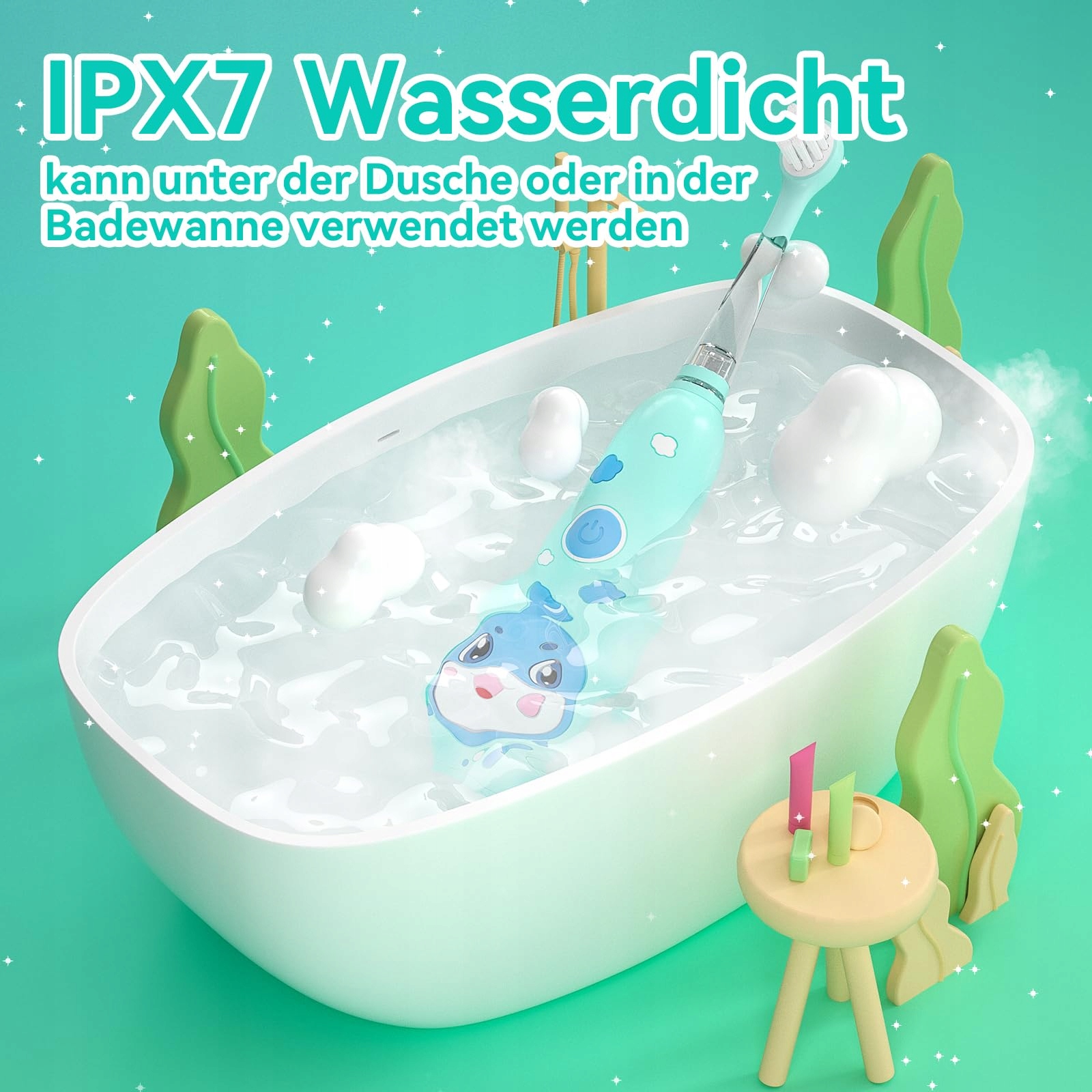 SEAGO Elektryczna Szczoteczka Dla Dzieci LED IPX7 8 Główek — miniatura 8