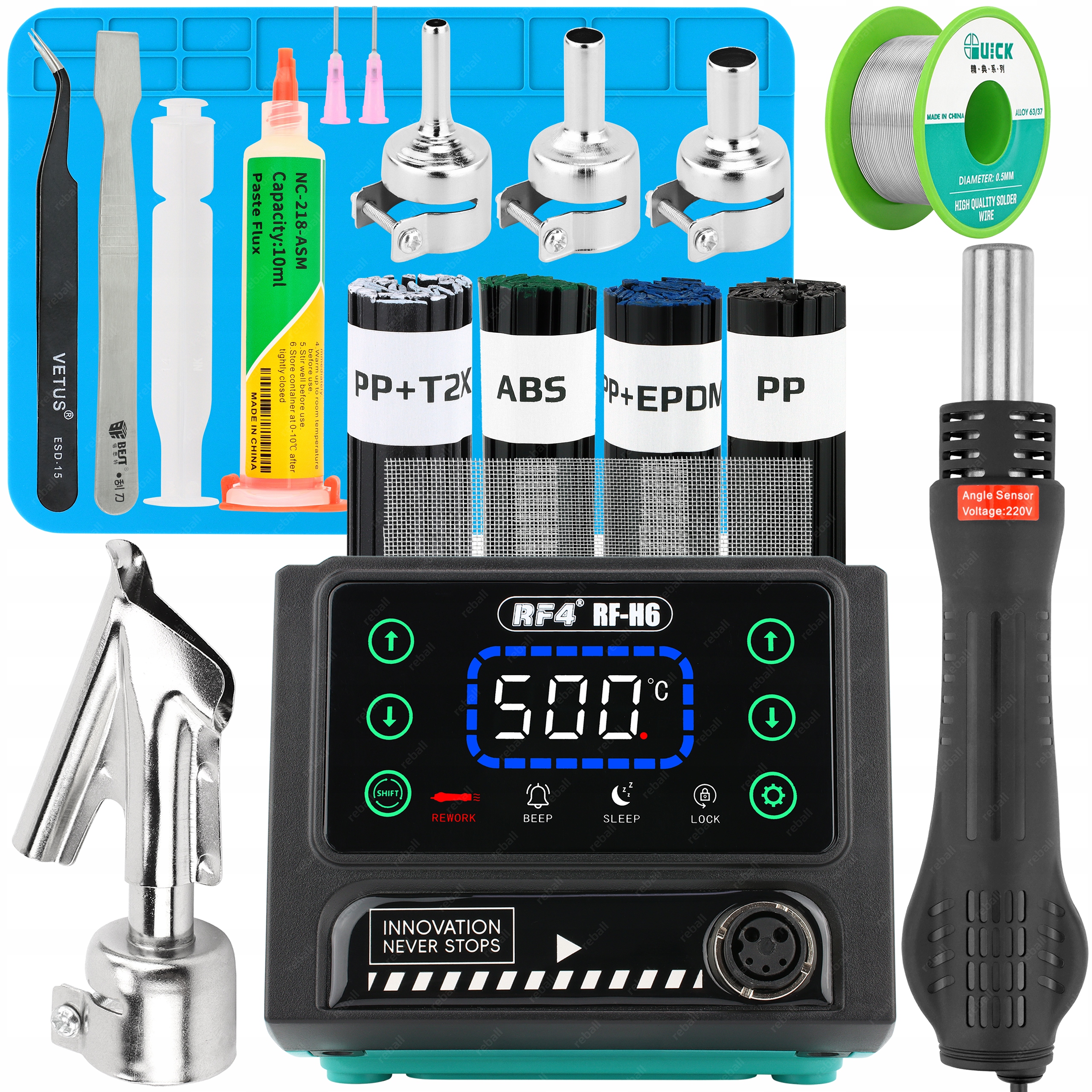 Pájecí Stanice Hot Air Pro Svařovač Plastů RF4 RF-H6 600W 500°C XXLv1