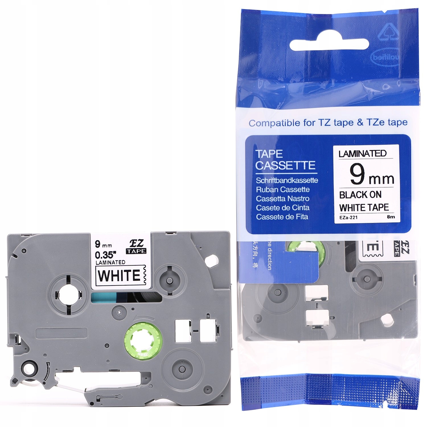 

Taśma TZe-221 zamiennik do Brother 9mm biała TZ221