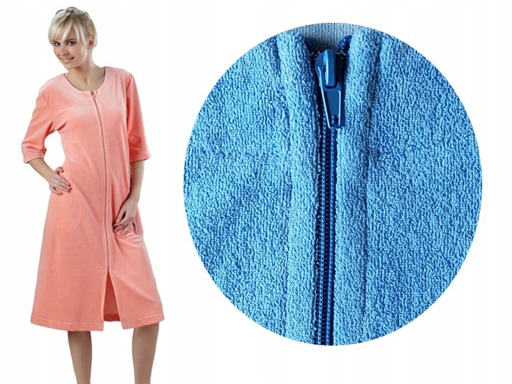 

Szlafrok damski 6XL Dla Puszystych Na Zamek błękit