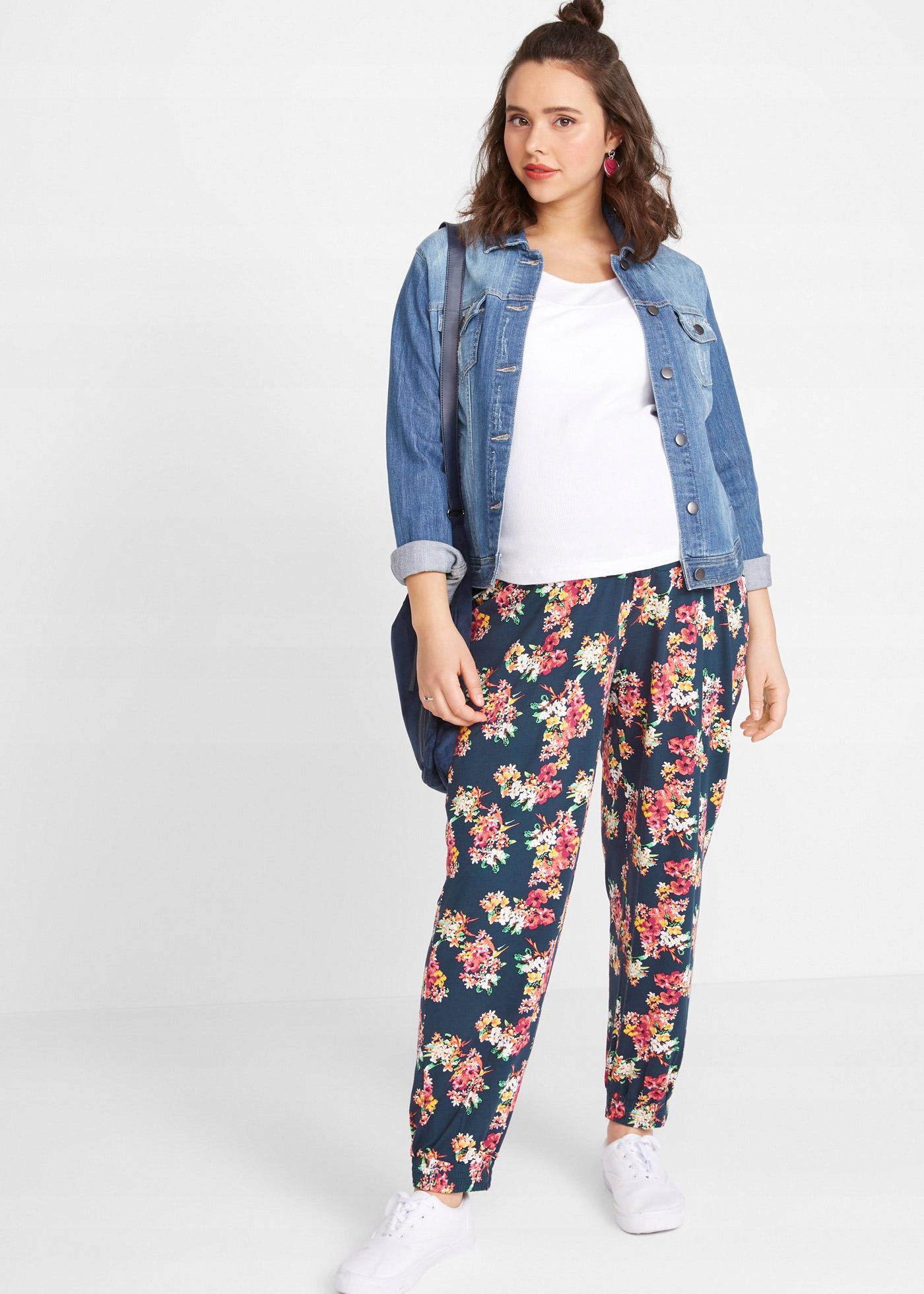 Bonprix 36 SPODNIE CIĄŻOWE KWIATOWY WZÓR