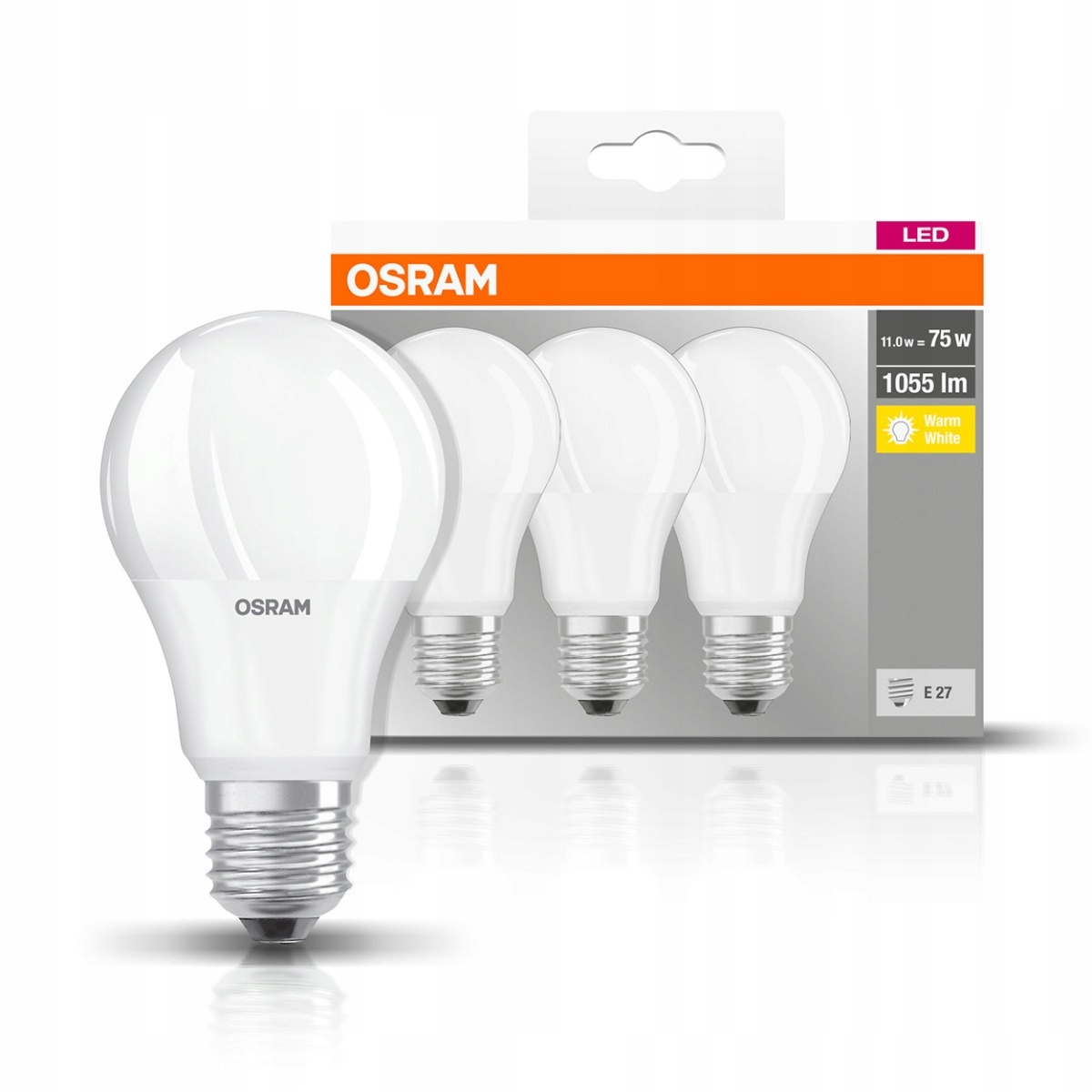 3X Żarówka LED E27 A60 10W = 75W 2700K OSRAM 3PAK Kod producenta 4058075819436