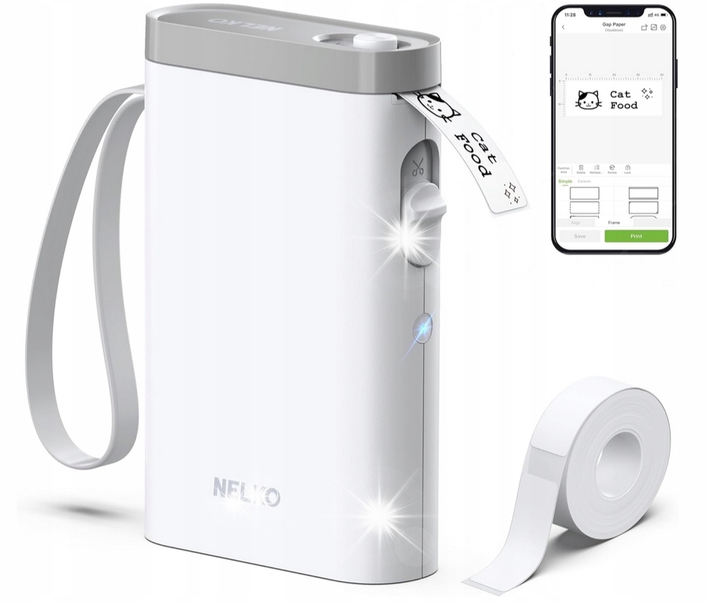 Nelko P21 Drukarka Termiczna Do Etykiet Naklejek Notatek Bluetooth +1 Rolka