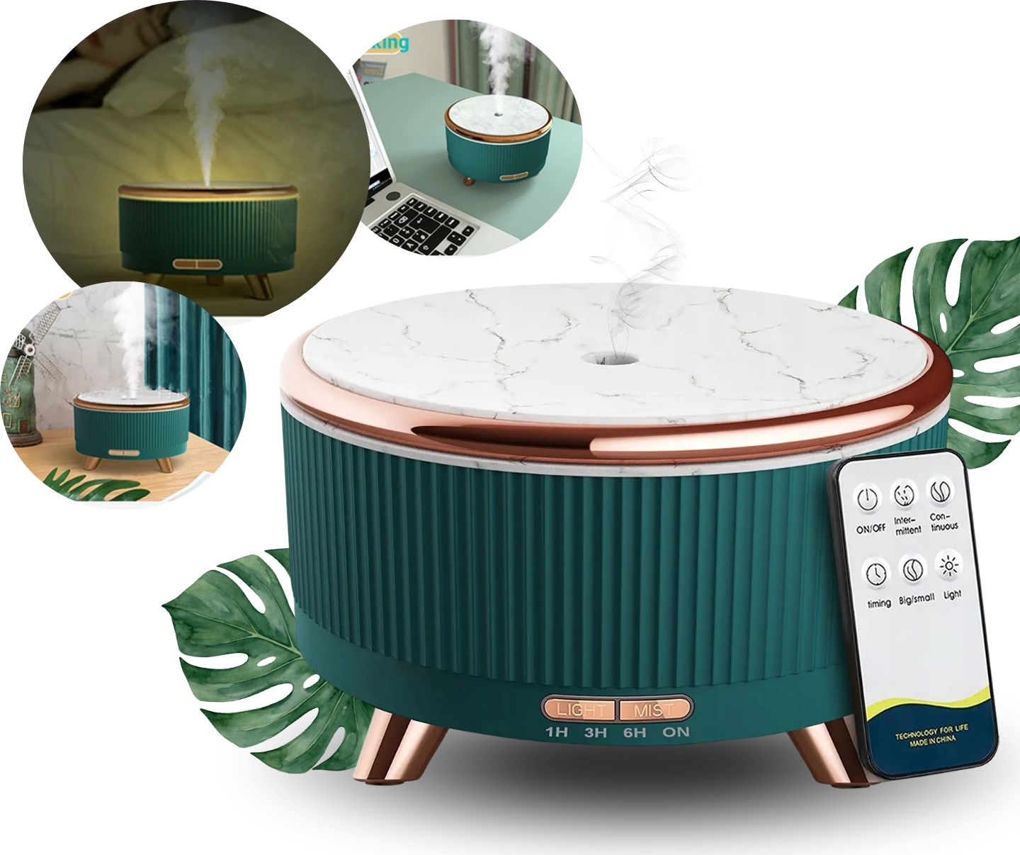 NAWILŻACZ POWIETRZA DYFUZOR ZAPACHOWY AROMATERAPIA LAMPKA LED + PILOT