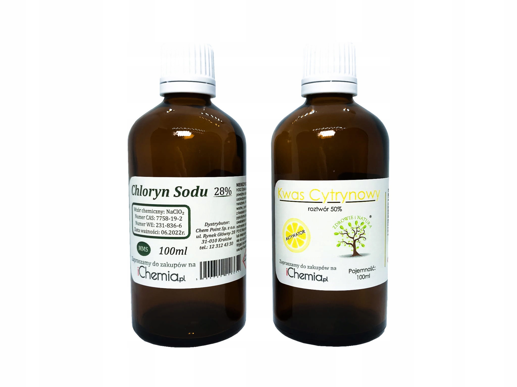 

Chloryn Sodu 28% 100ml Mms + Kwas Cytrynowy 50%