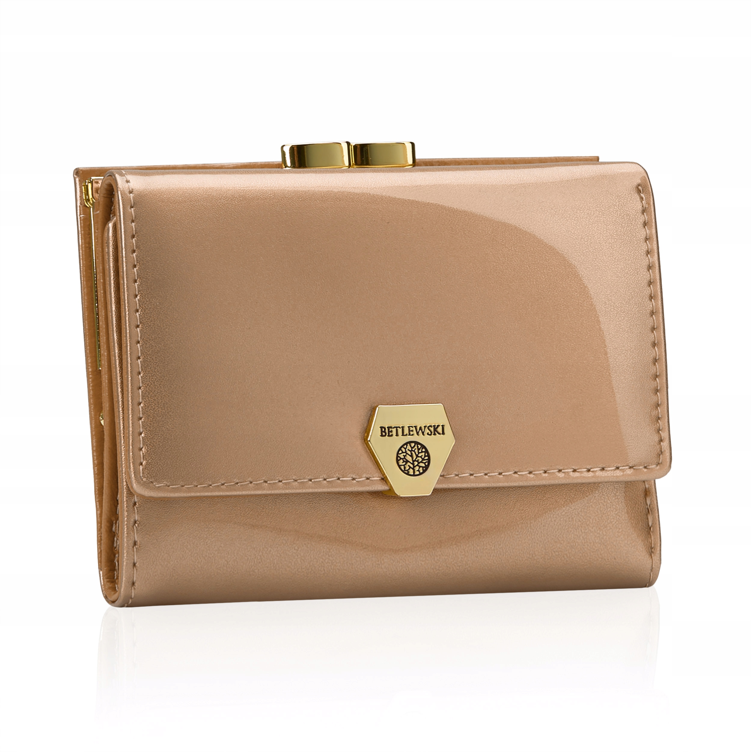 Betlewski portfel damski skórzany lakierowany stylowy karty Rfid