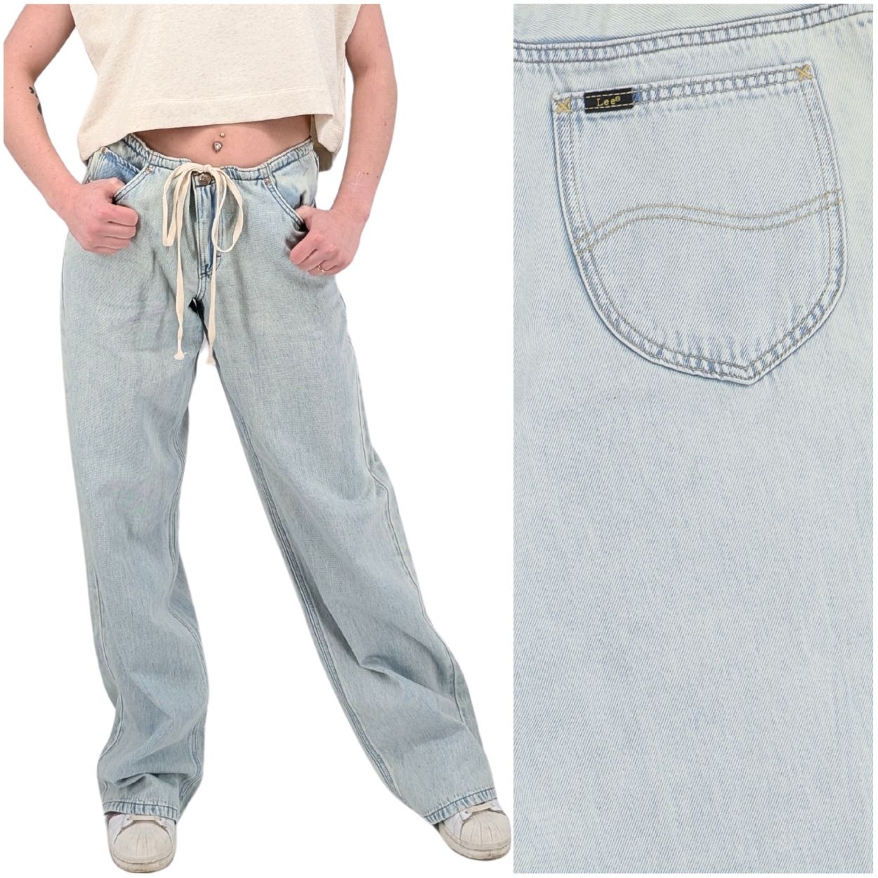 Lee Tie Front Rider Loose volné šněrovací dámské džínové kalhoty W28 L33