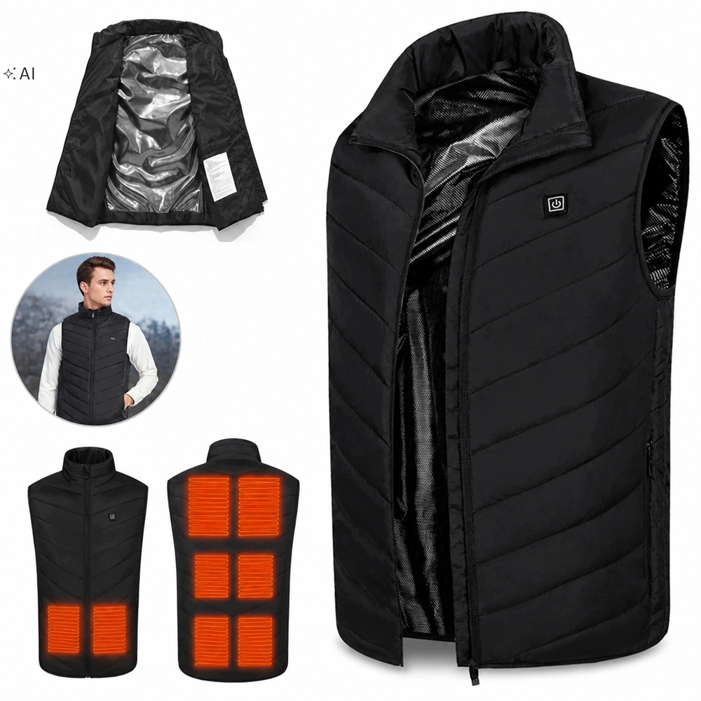 Vyhřívaná Elektrická Vesta Unisex XXL Teplá Usb Bunda Bez Rukávů 3 Stupně