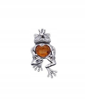 Stříbrný Přívěsek Žába S Jantarovou Žábou