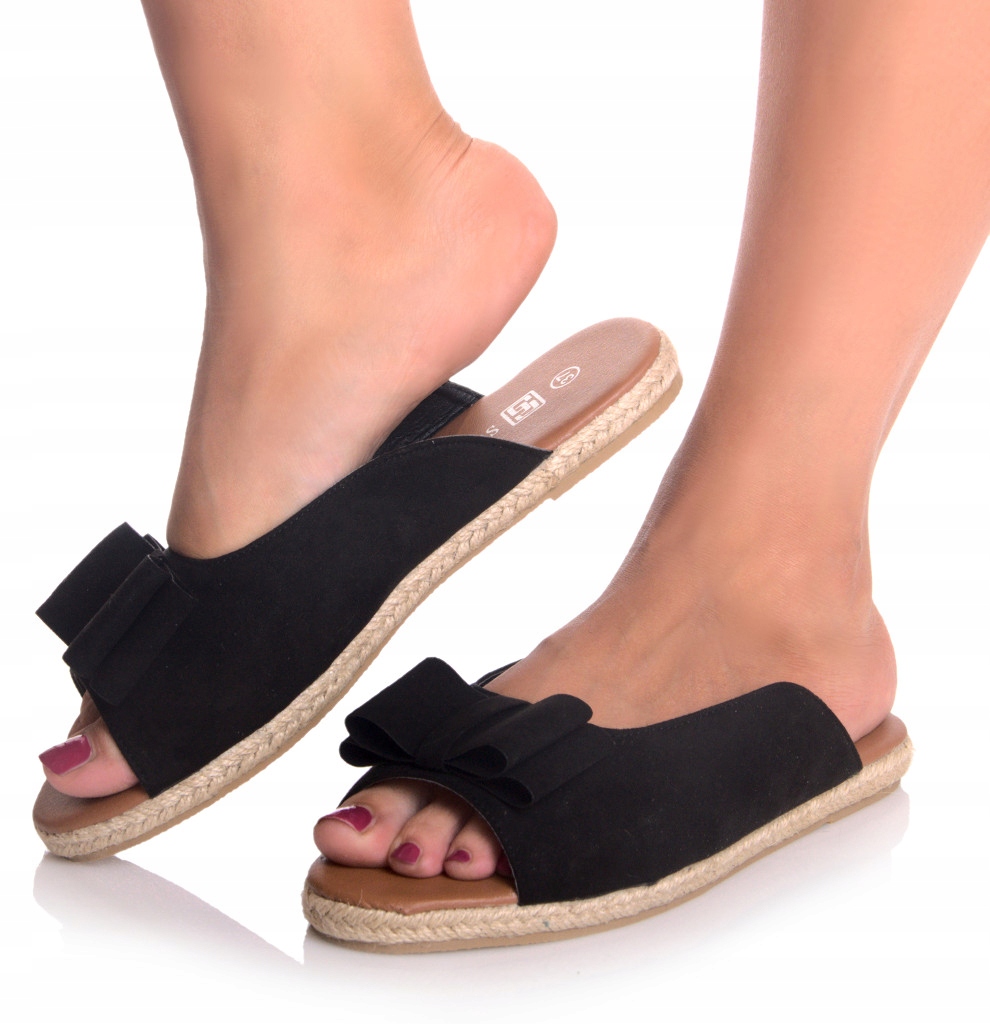 

Klapki Damskie Espadryle Zamsz Czarne, 39 / 25,5cm