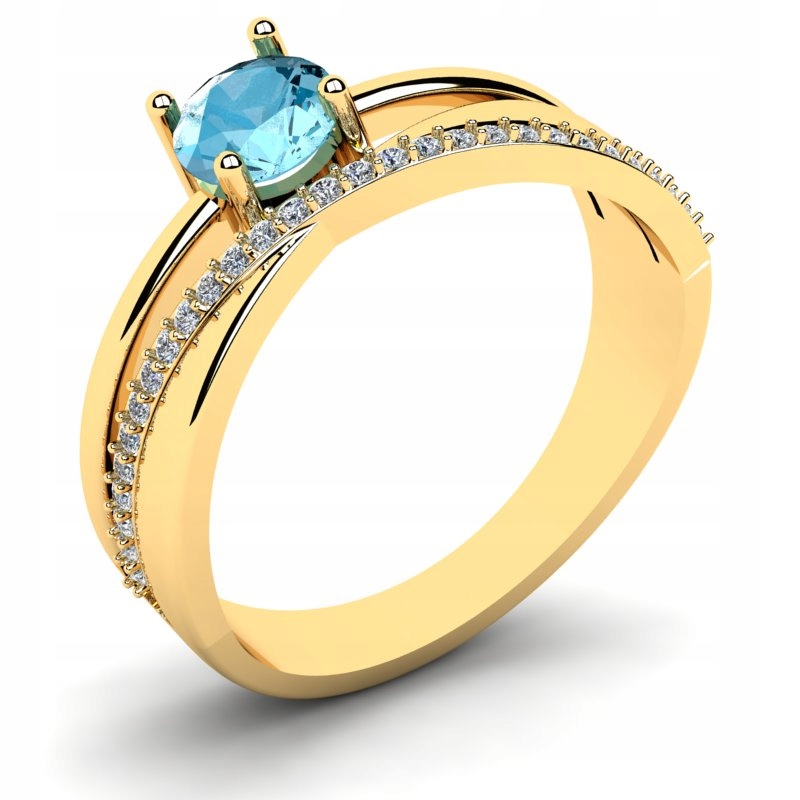 

Pierścionek Złoty Topaz Z Brylantami 0,75CT