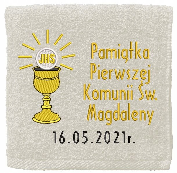 

Komunia Święta ręcznik Haft imię data Duży