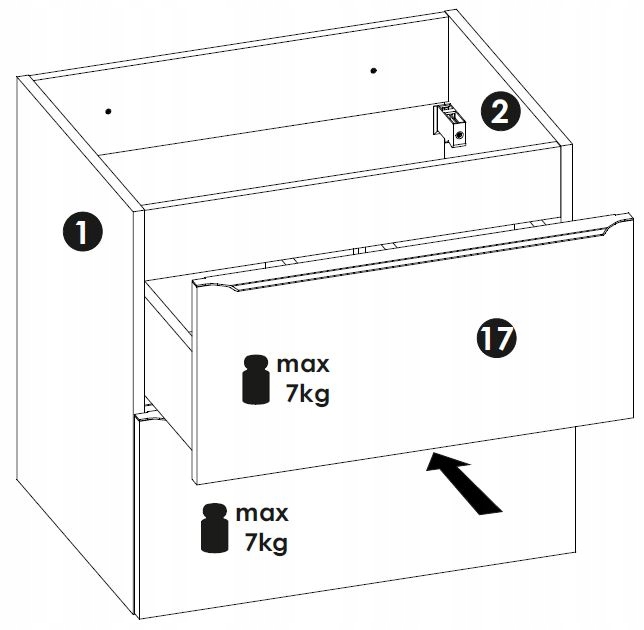 CZARNA Szafka Łazienkowa pod Umywalkę Szuflady 60 Kolor mebla czarny