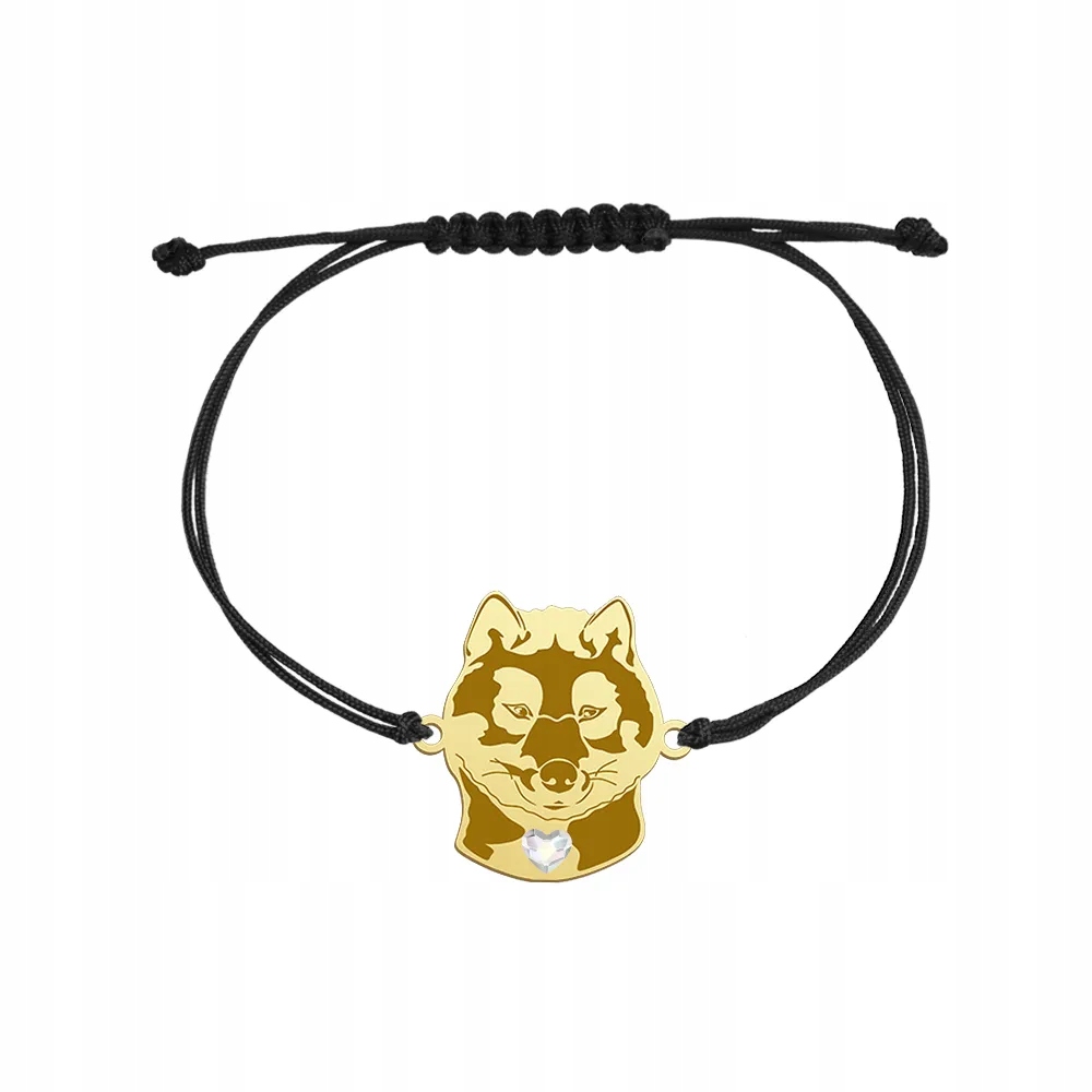 Zlatý náramek s psem Shikoku Stříbro 925 Šperky Dárek Gravírování Bonus