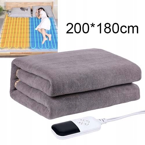 Elektryczny Koc grzewczy duży 200x180cm Led podgrzewany Dwie Strefy Grzania