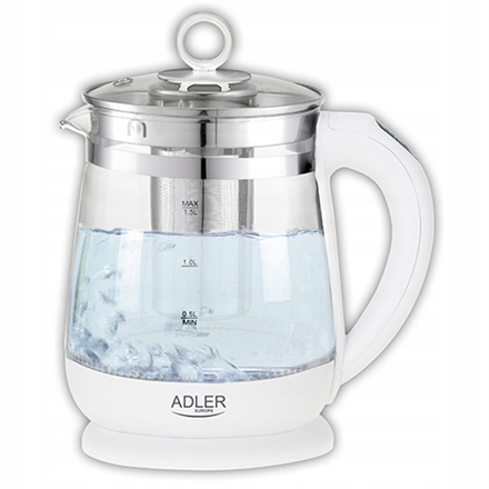 Adler Kettle Ad 1299 Electric 2200 W 1.5 L Glass/Stainless steel 360° rotat