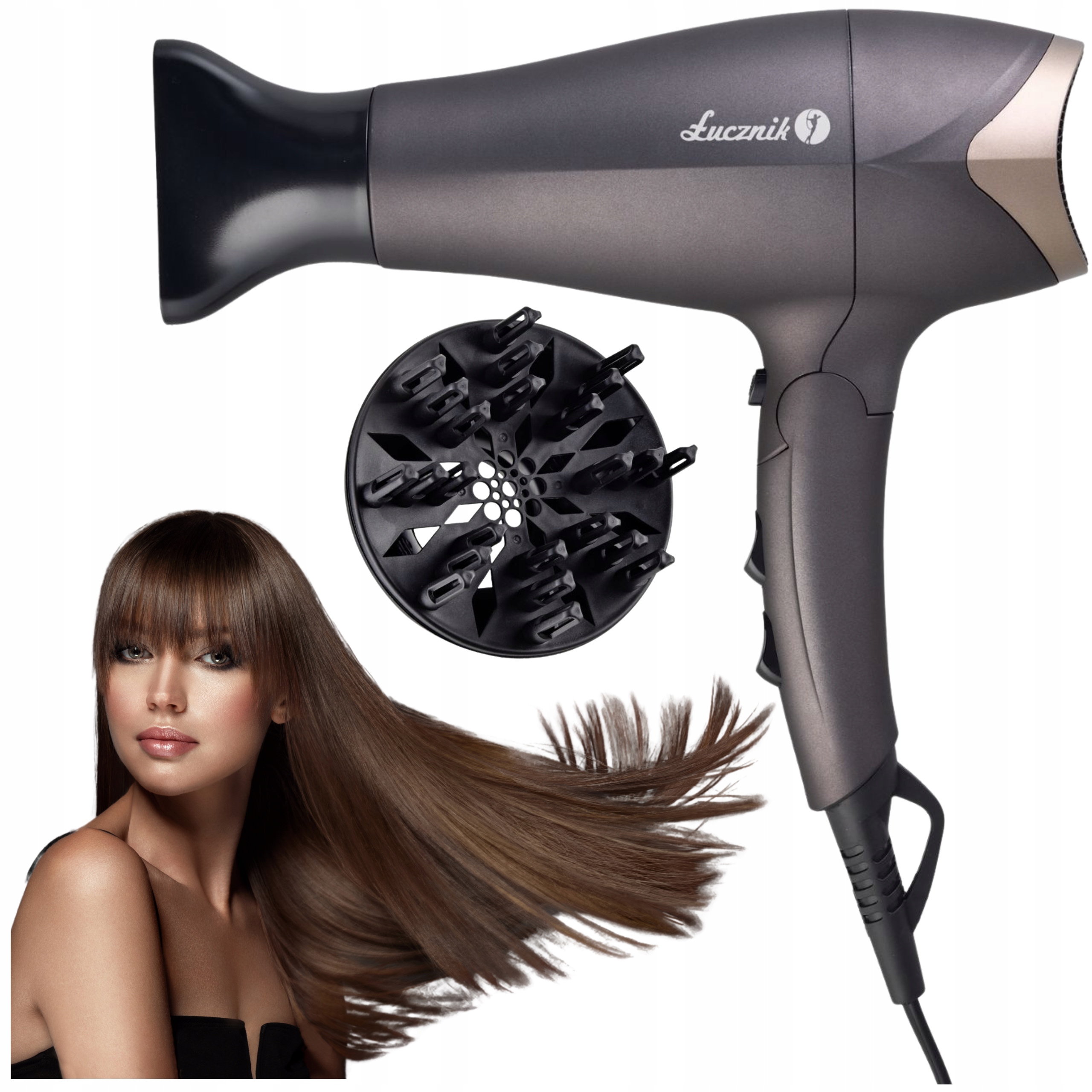Suszarka Do Włosów Z Dyfuzorem Z Jonizacją Składana Turystyczna Mocna 2400W