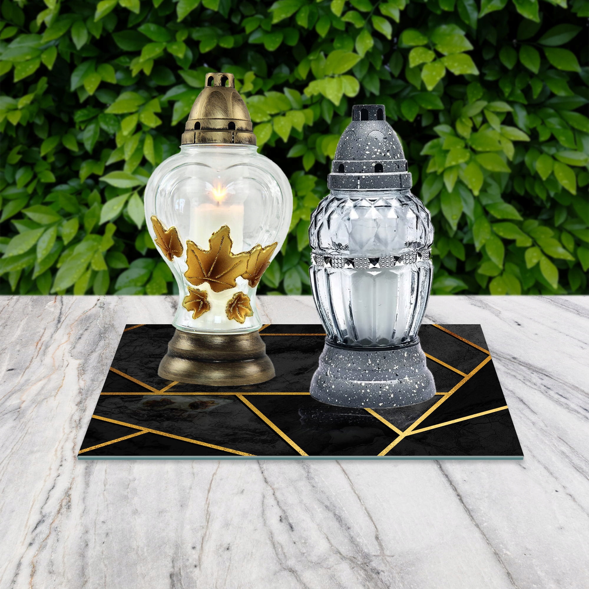 SZKLANA PODSTAWKA POD ZNICZE 40x30cm Elegancja 361 Marka inna