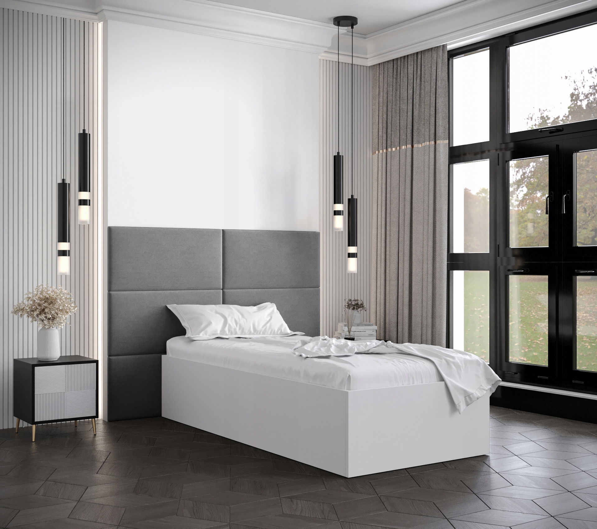 Łóżko do sypialni zagłówek BELLA 2 90x200 biały Szerokość mebla 93.4 cm