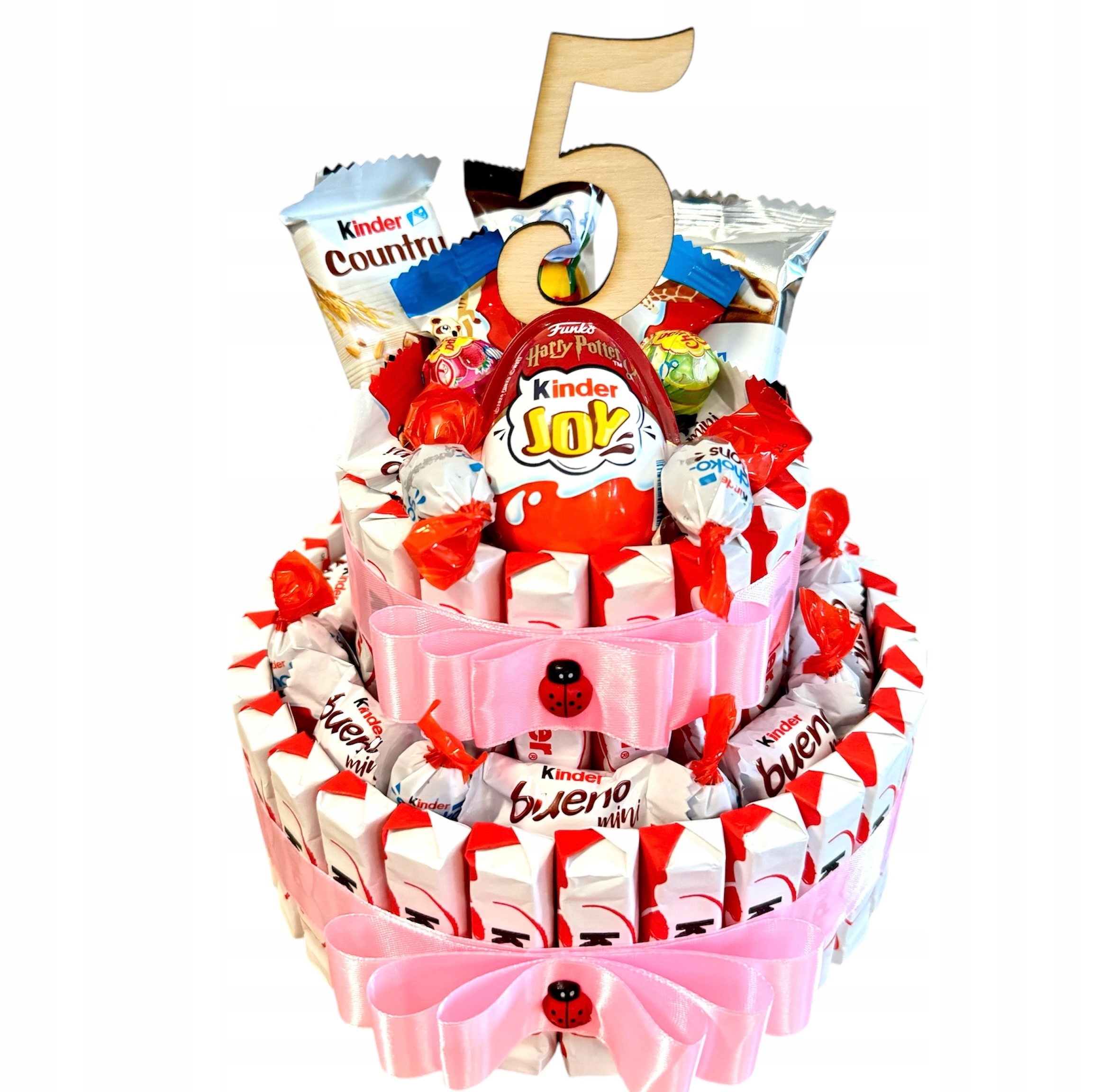 Tort 2 piętrowy Kinder na Urodziny dla dziewczynki córki siostry koleżanki