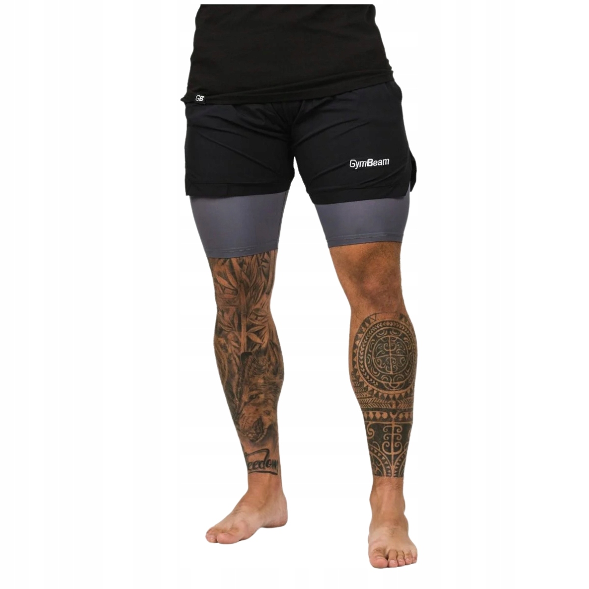 Šortky 2in1 Black Grey M GymBeam