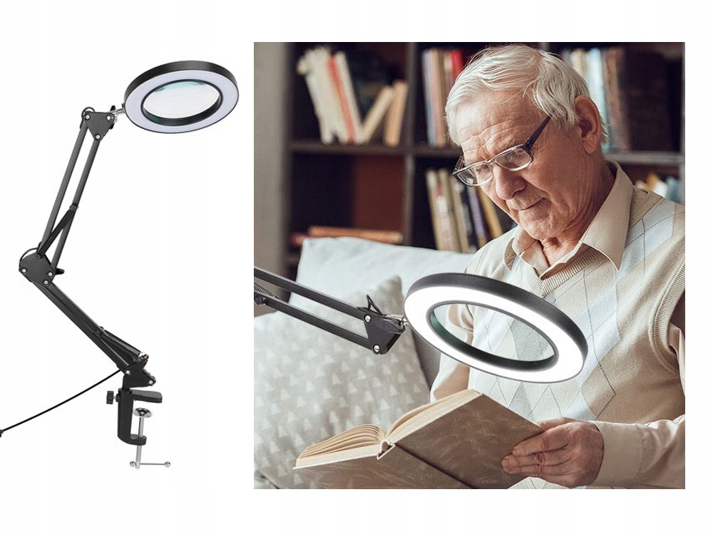 LAMPA LUPA KOSMETYCZNA LED DERMATOLOGICZNA SZKŁO Maksymalne powiększenie 10 x