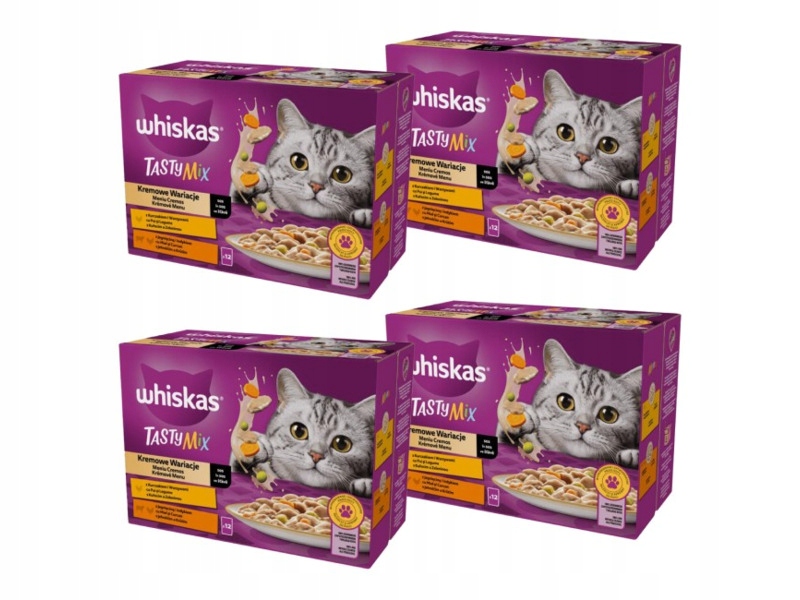 Karma dla kota Whiskas Tasty Mix Kremowe Wariacje Mix smaków 4 x 12 x 85 g
