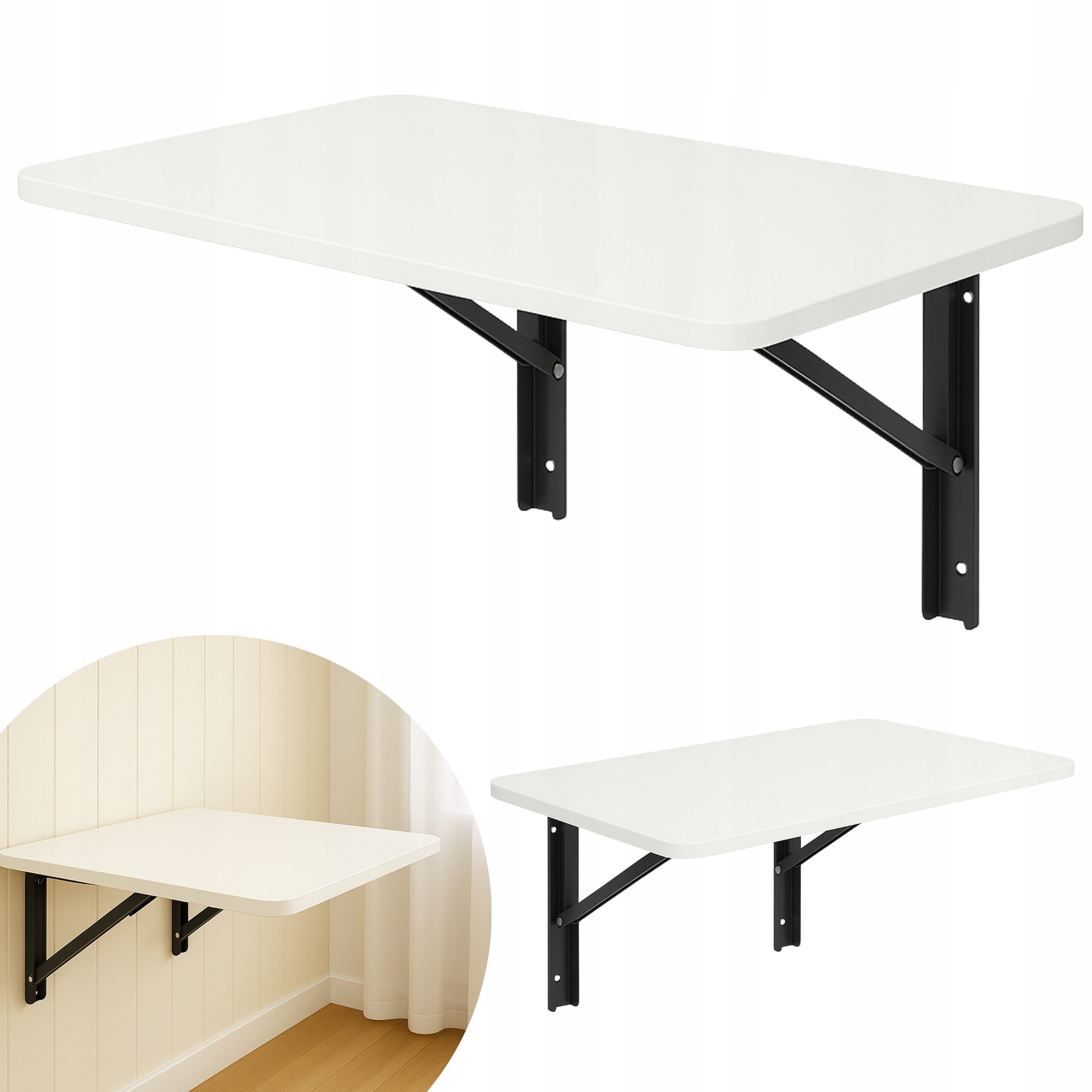 Skládací Nástěnný Stolek Bílý Psací Stůl 40 x 60 x 1,8 cm Laminovaná Police