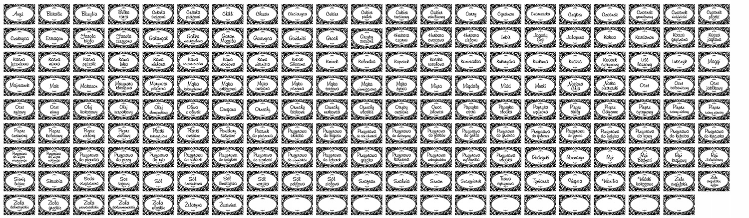 

Naklejki na przyprawy etykiety na słoiki 175+pisak