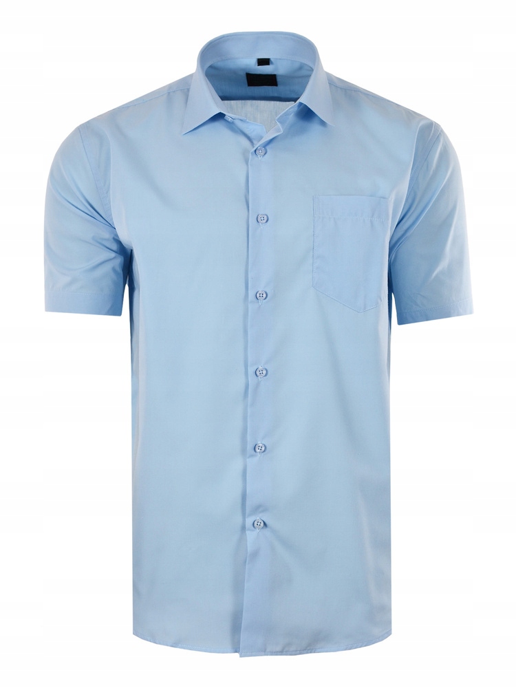 Koszula Gładka Błękitna Krótki Rękaw 46/47