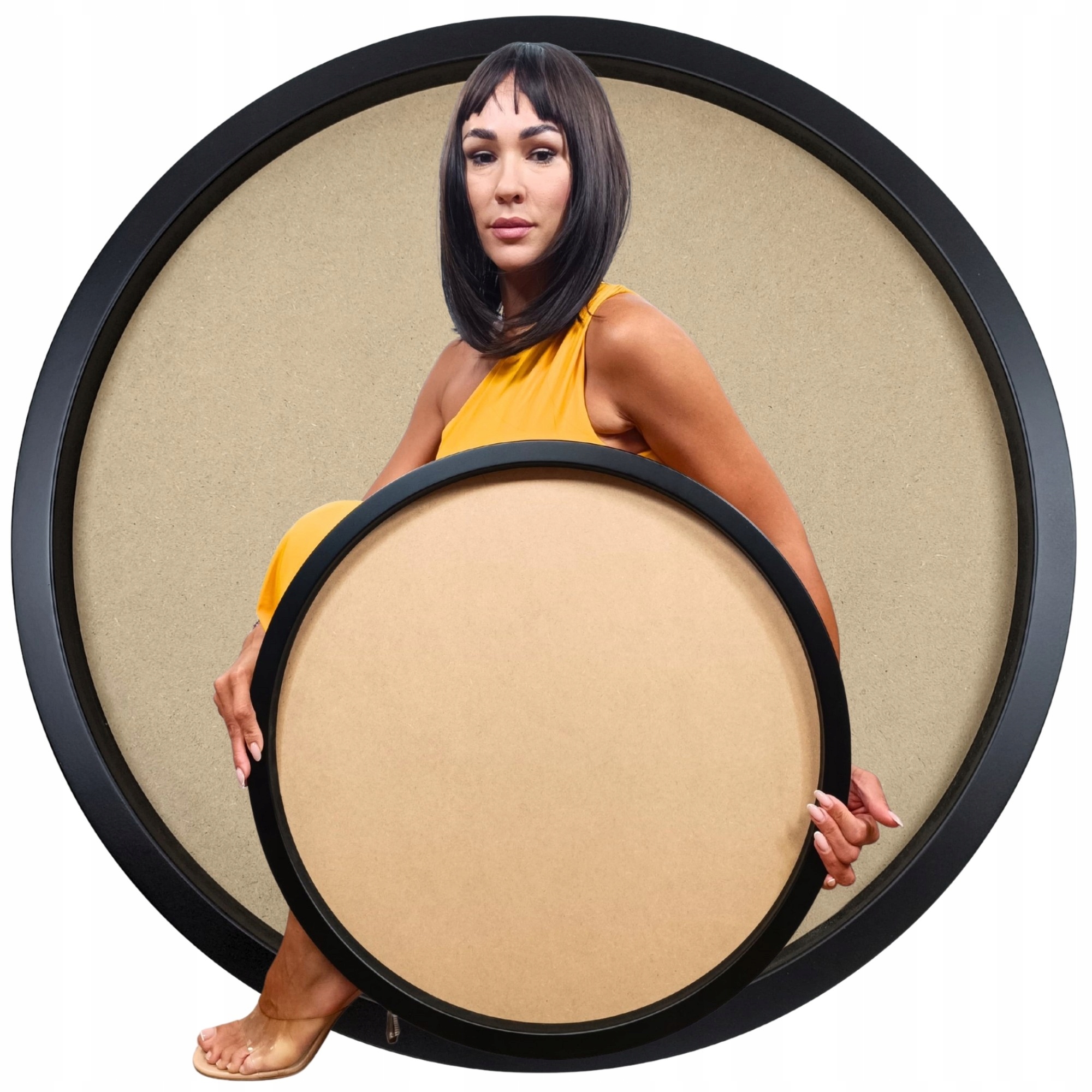 Drevená okrúhla rámová základňa Čierna pod severský lišajník Diy handmade 60 cm