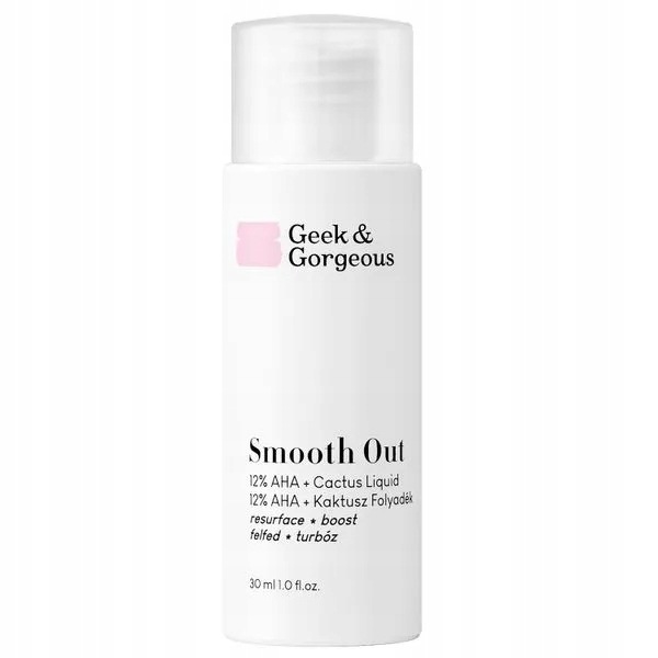 Geek & Gorgeous Smooth Out, silný exfoliátor s 12% Aha kyselinami a uklidňujícím efektem