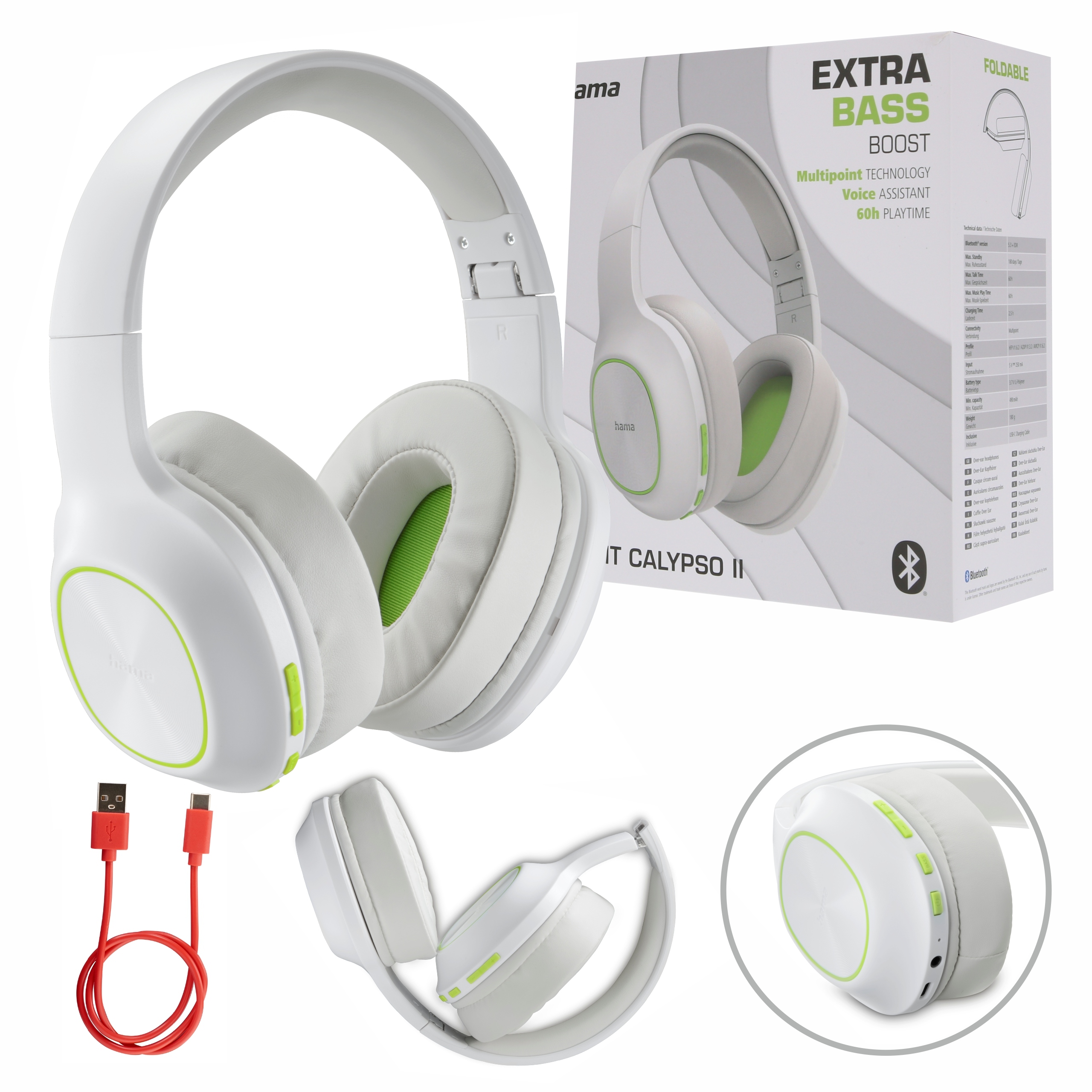 Słuchawki bezprzewodowe nauszne bluetooth Hama "spirit Calypso II" białe