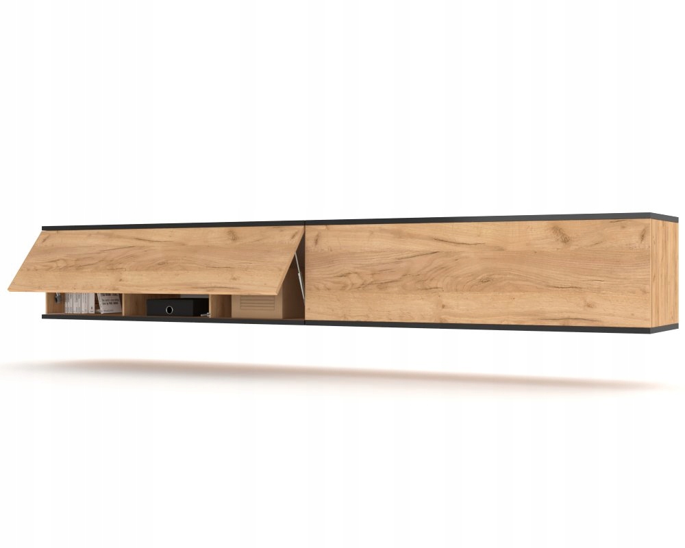 Závěsná Rtv skříňka Police Komoda do obývacího pokoje Pawlacz Craft Černá 200