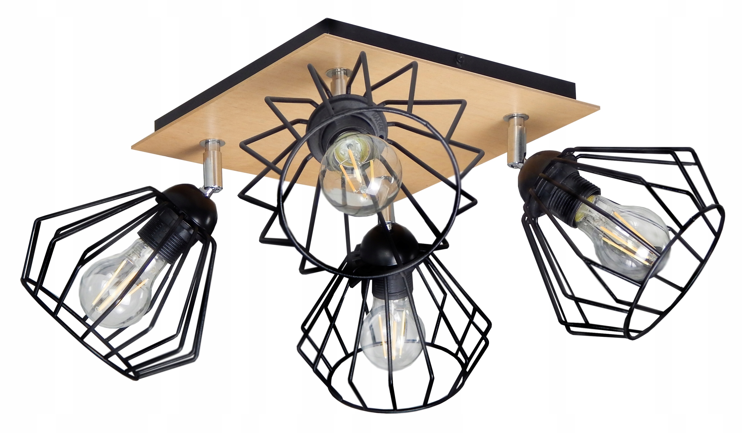 ŻYRANDOL LAMPA PLAFON SUFITOWY LED E27 DREWNO DRUCIAK NOWOCZESNY SALON HOL