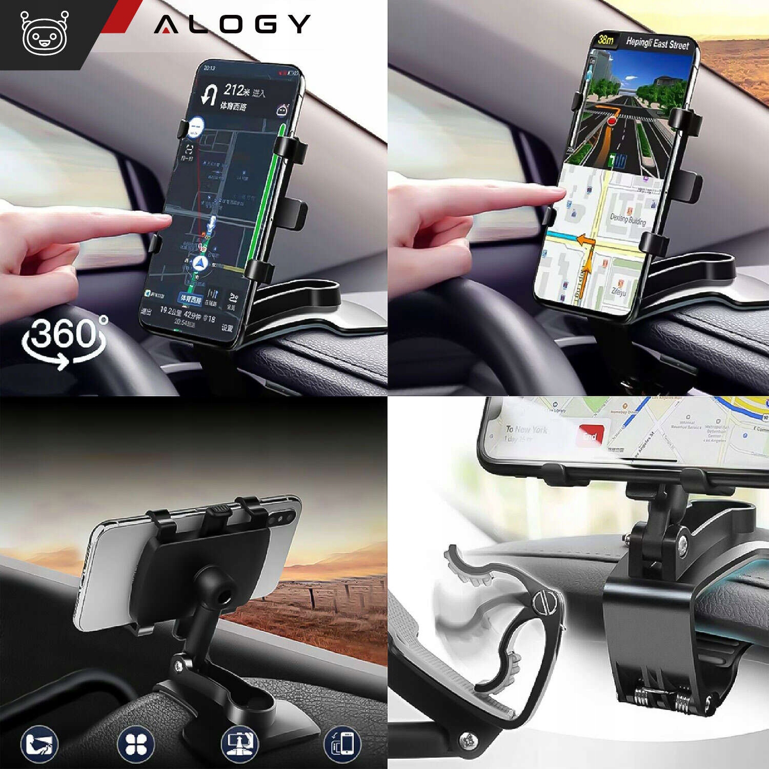 UCHWYT SAMOCHODOWY NA TELEFON KOKPIT DESKĘ OSŁONĘ DO SAMOCHODU AUTA STOJAK EAN (GTIN) 5905601811466