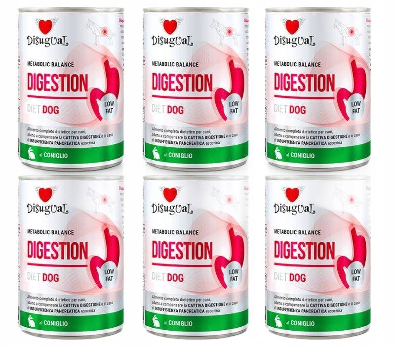 Levně Disugual pro psa Mokrá pankreatická dieta Digestive Low Fat Králík 6 x 400 g